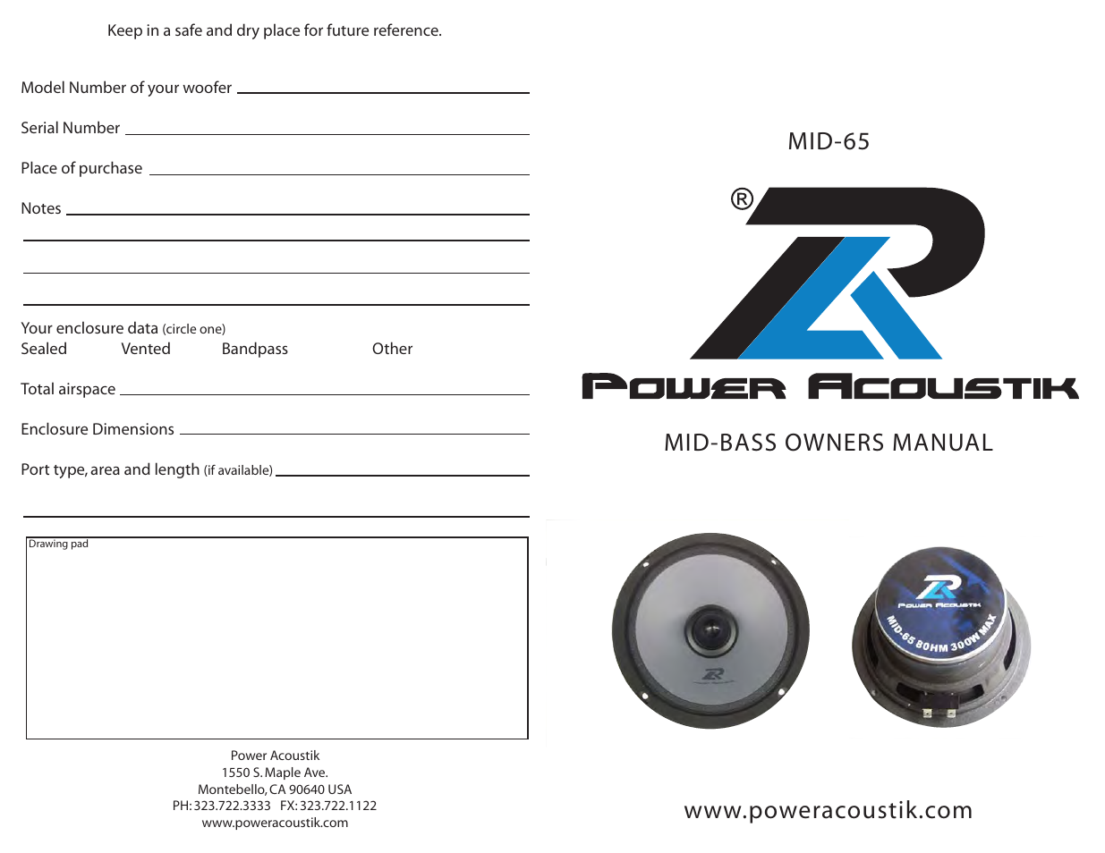 Power Acoustik MID-65 User Manual | 2 pages