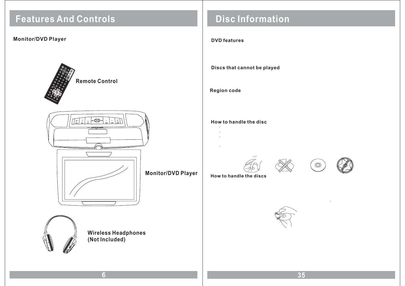 Features and controls, Disc information | Power Acoustik PMD-90CM User Manual | Page 6 / 20