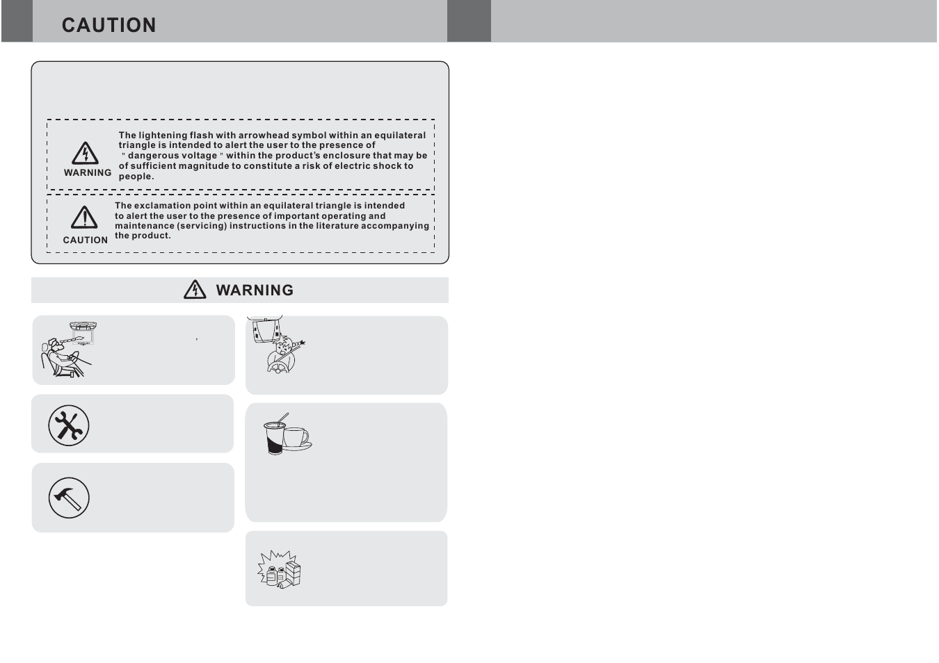 Caution, Warning, Power av menu | Power Acoustik PT-120CM User Manual | Page 4 / 10