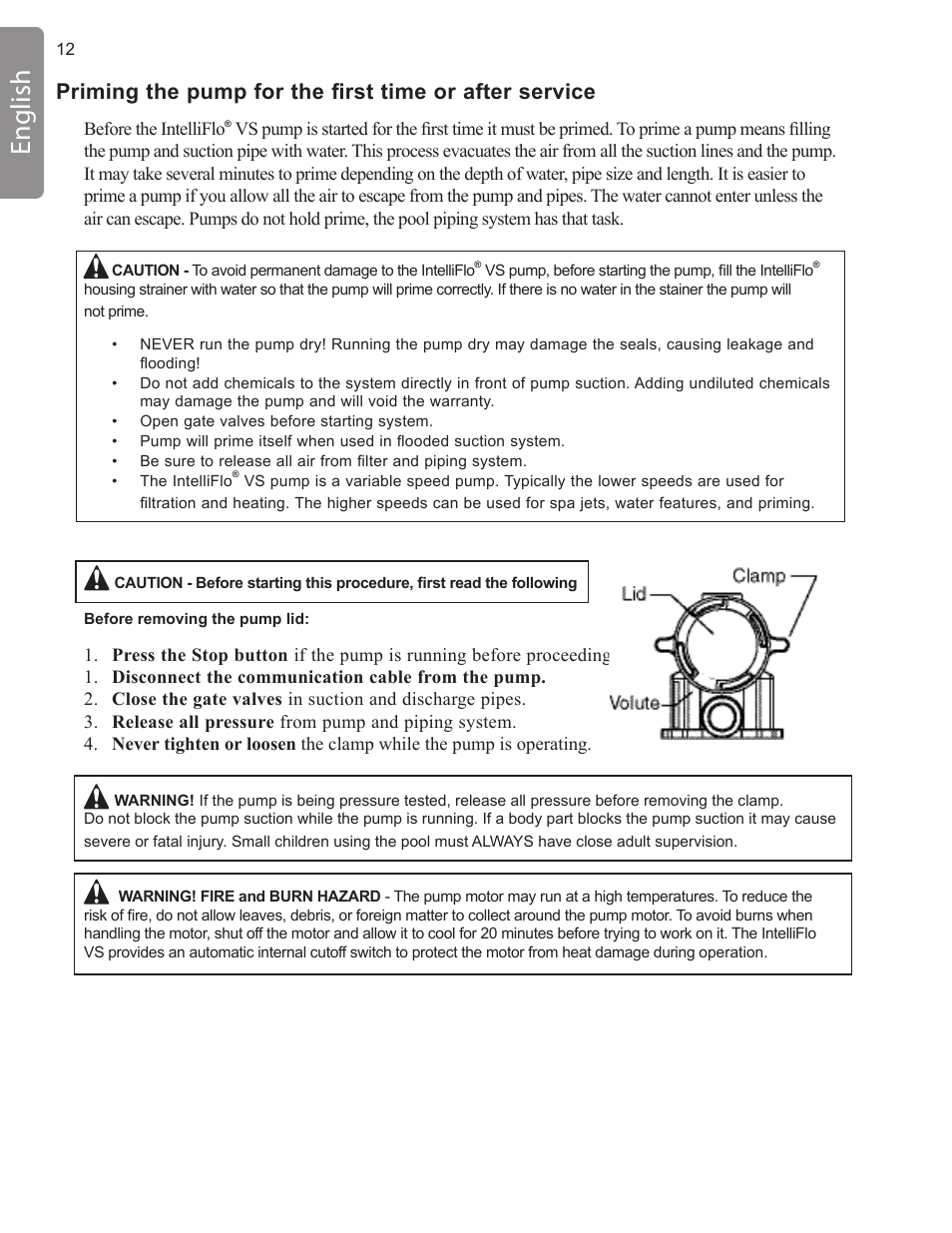 English | Pentair INTELLIFLO VS-3050 User Manual | Page 12 / 158