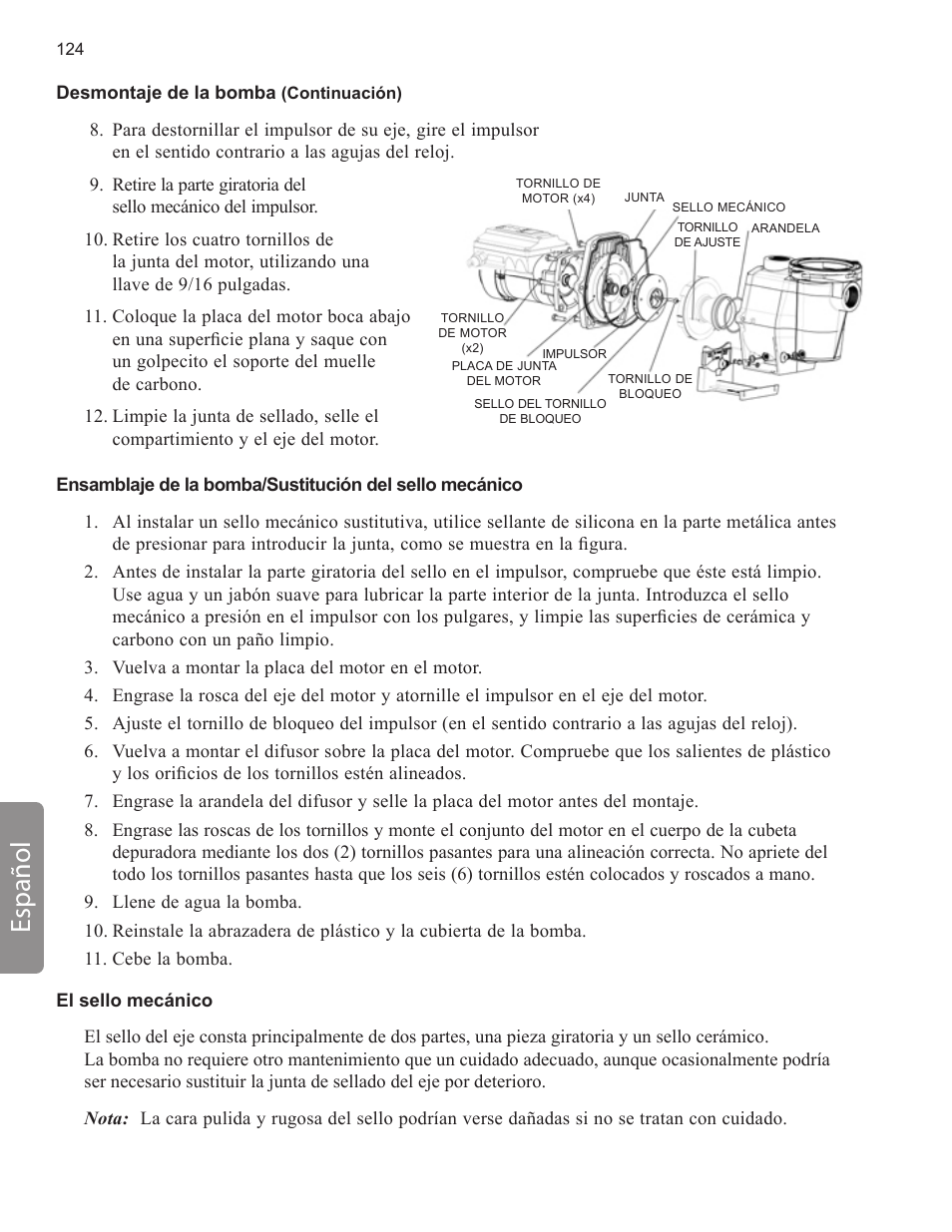 Español | Pentair INTELLIFLO VS-3050 User Manual | Page 124 / 158