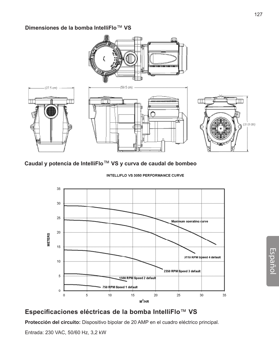 Español | Pentair INTELLIFLO VS-3050 User Manual | Page 127 / 158