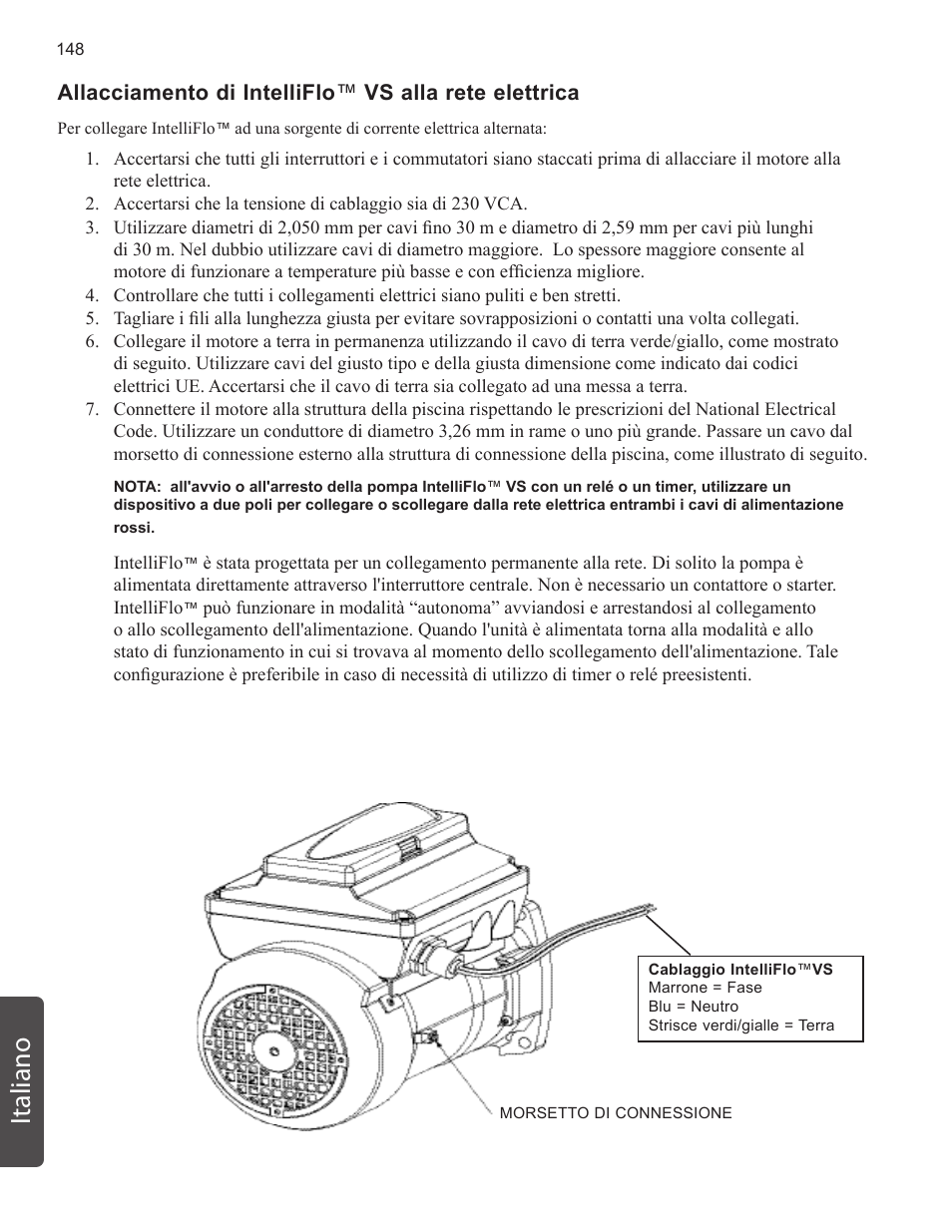 Italiano | Pentair INTELLIFLO VS-3050 User Manual | Page 148 / 158