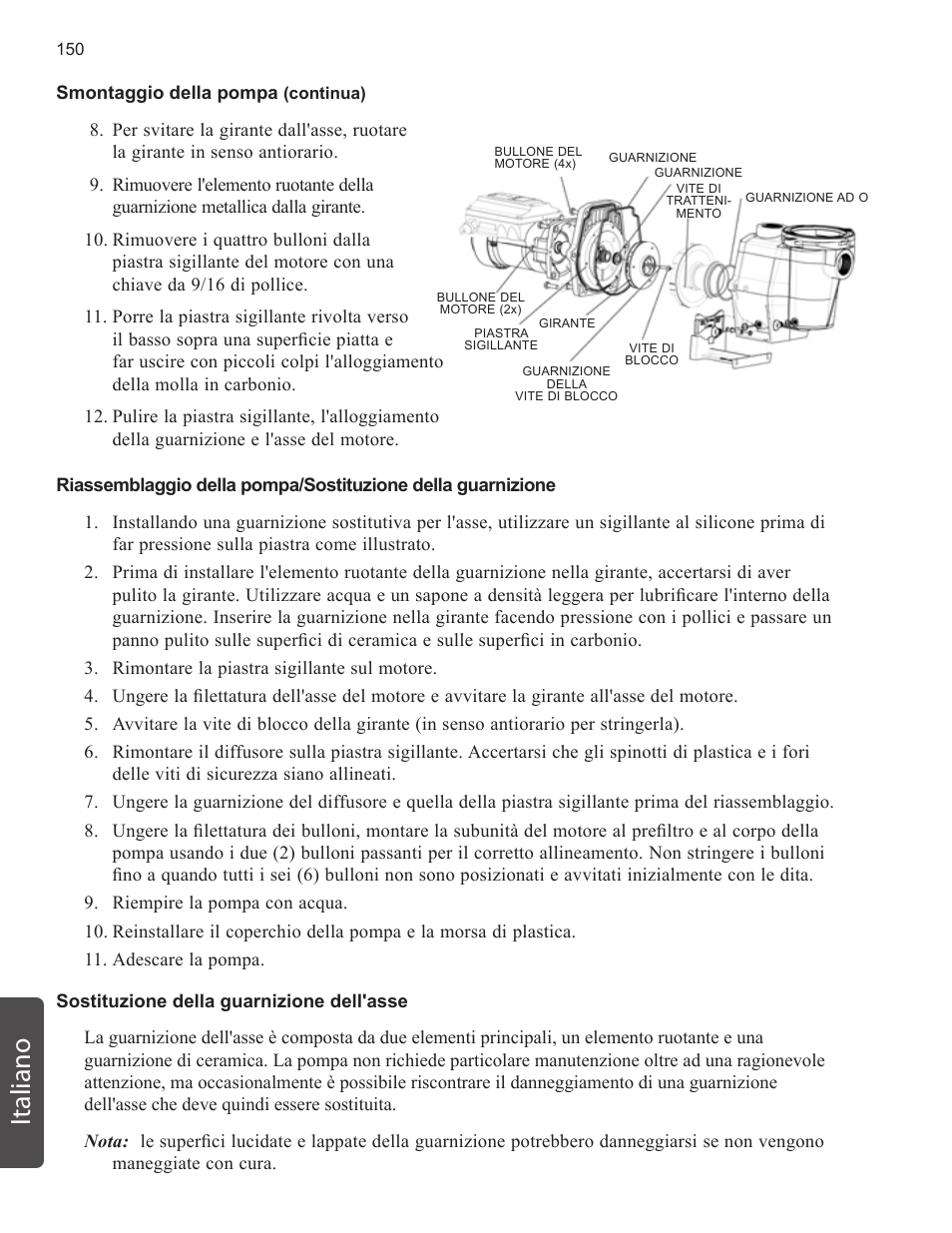 Italiano | Pentair INTELLIFLO VS-3050 User Manual | Page 150 / 158