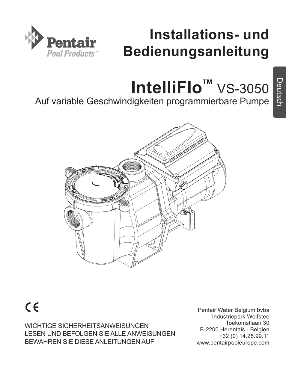 Intelliflo, Installations- und bedienungsanleitung, Vs-3050 | Pentair INTELLIFLO VS-3050 User Manual | Page 27 / 158