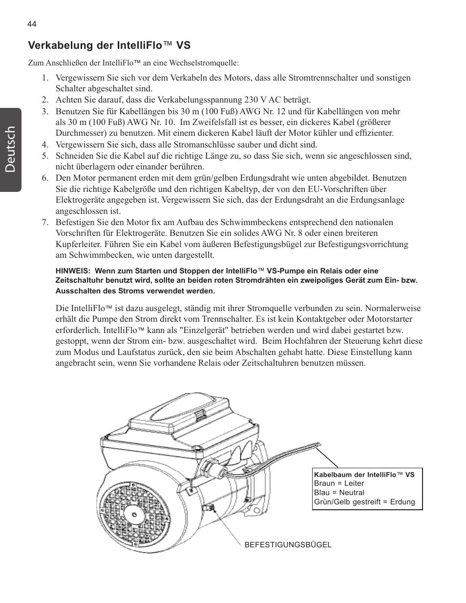 Deutsch | Pentair INTELLIFLO VS-3050 User Manual | Page 44 / 158
