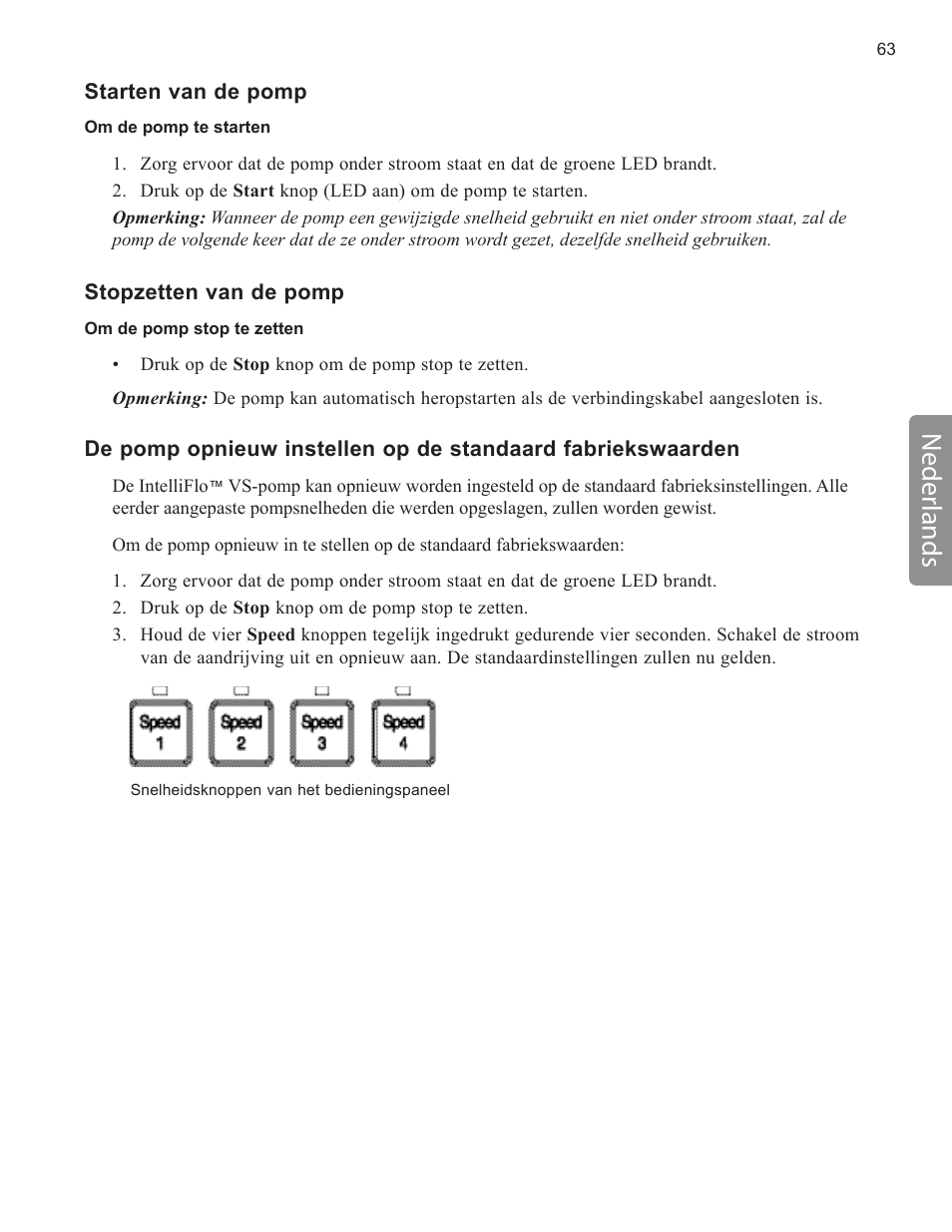 Neder lands | Pentair INTELLIFLO VS-3050 User Manual | Page 63 / 158