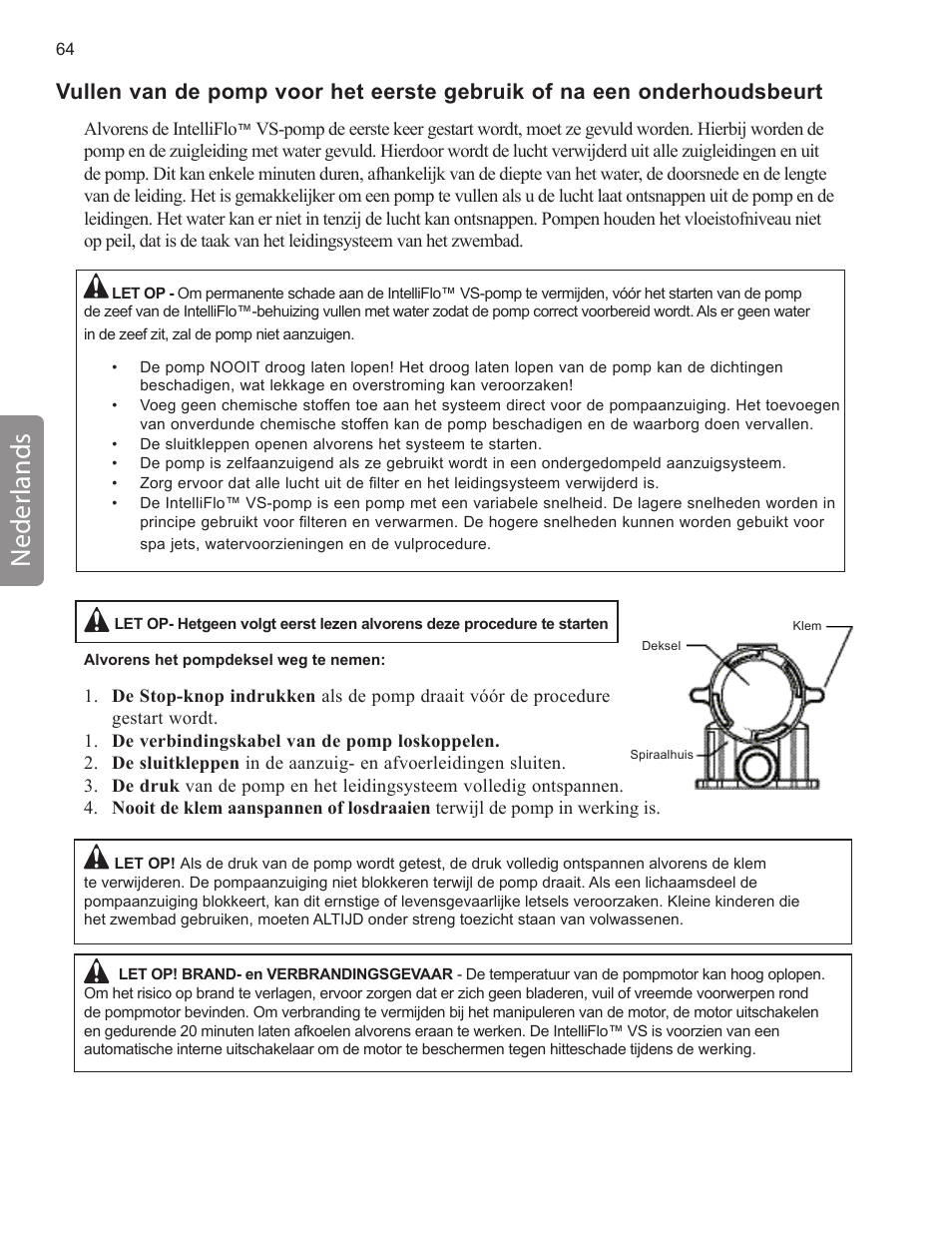 Neder lands | Pentair INTELLIFLO VS-3050 User Manual | Page 64 / 158