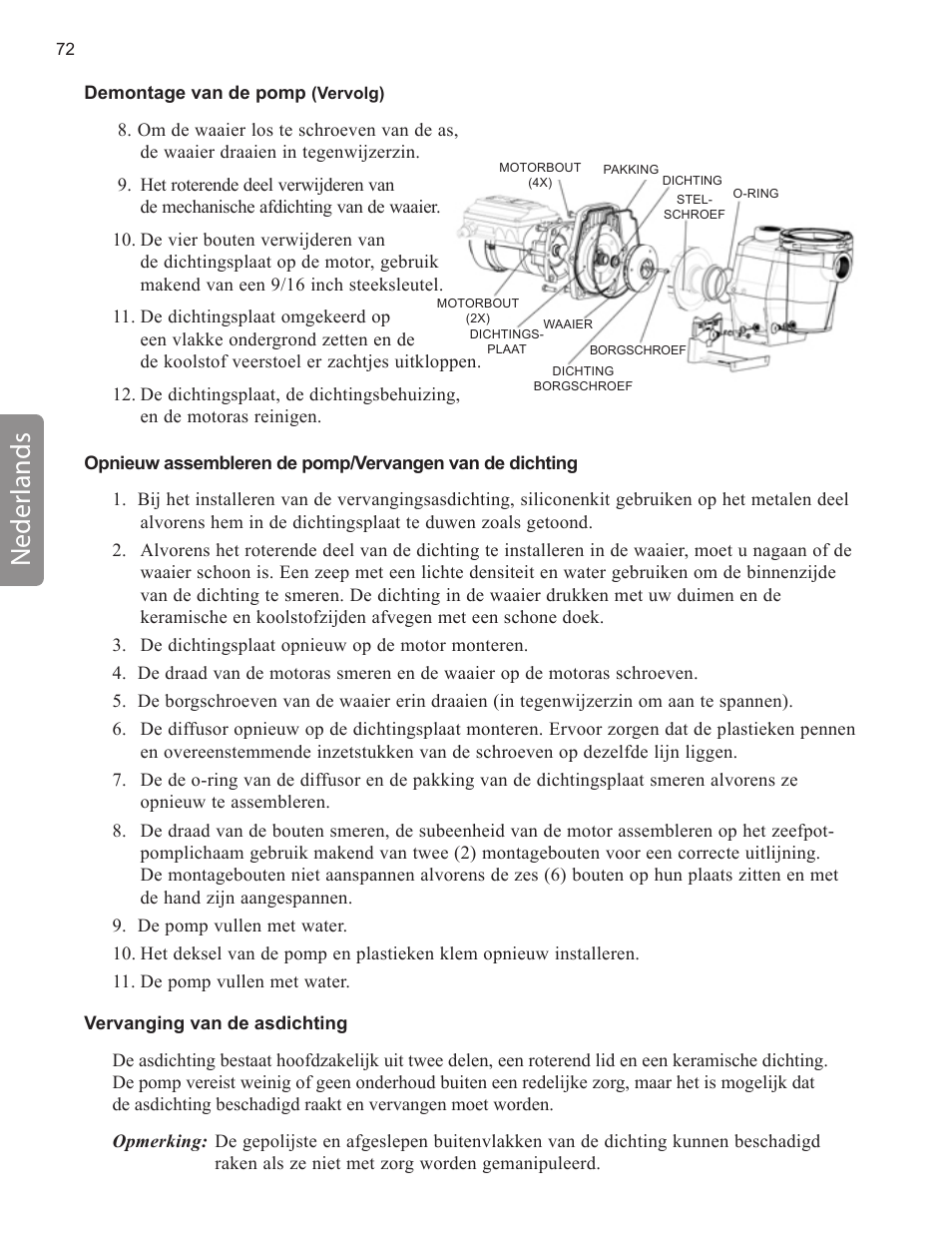 Neder lands | Pentair INTELLIFLO VS-3050 User Manual | Page 72 / 158