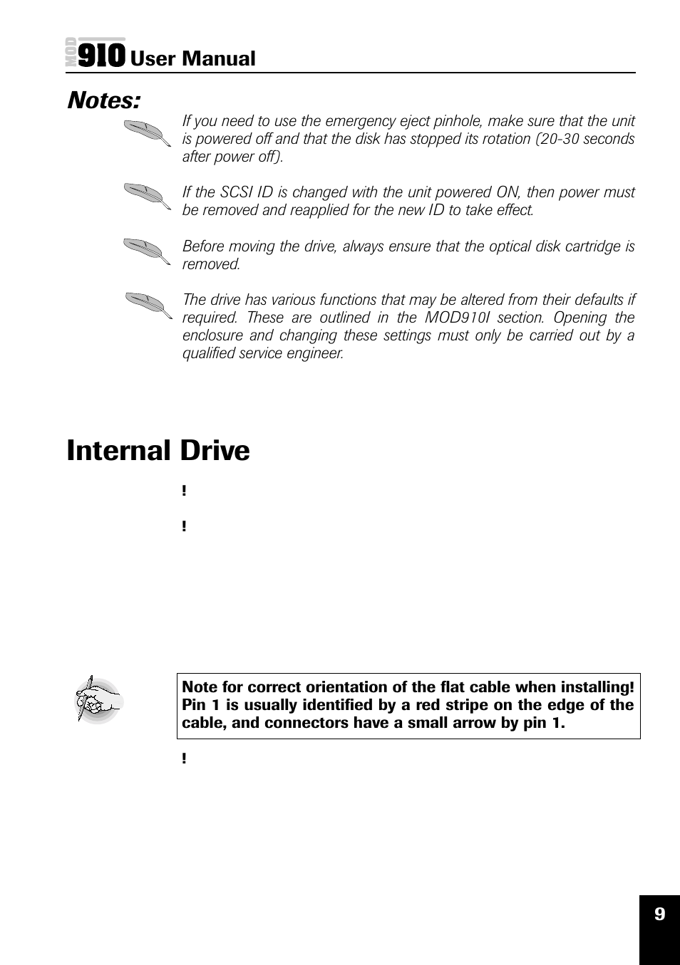 Internal drive, User manual | Plasmon MOD 910 User Manual | Page 18 / 33