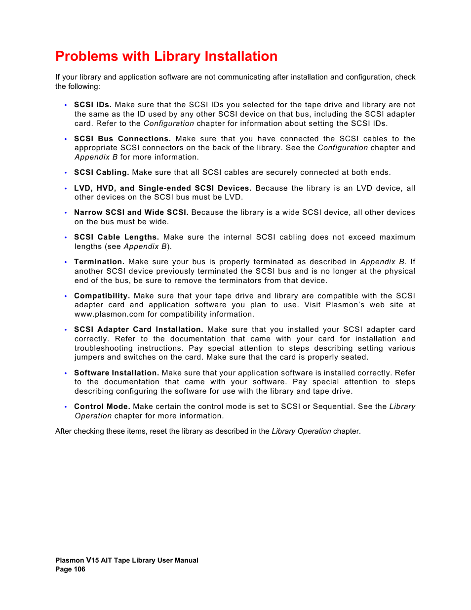 Problems with library installation | Plasmon V15 User Manual | Page 108 / 138