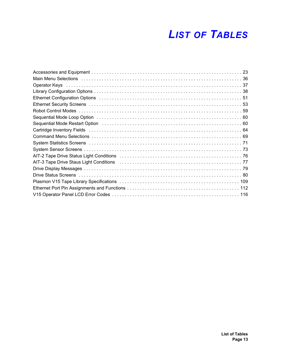 List of tables, Ables | Plasmon V15 User Manual | Page 15 / 138
