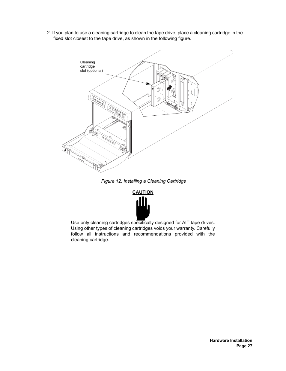 Installing a cleaning cartridge | Plasmon V15 User Manual | Page 29 / 138