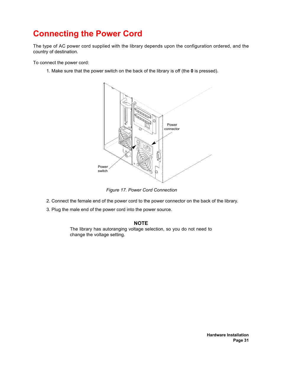 Connecting the power cord, Power cord connection | Plasmon V15 User Manual | Page 33 / 138