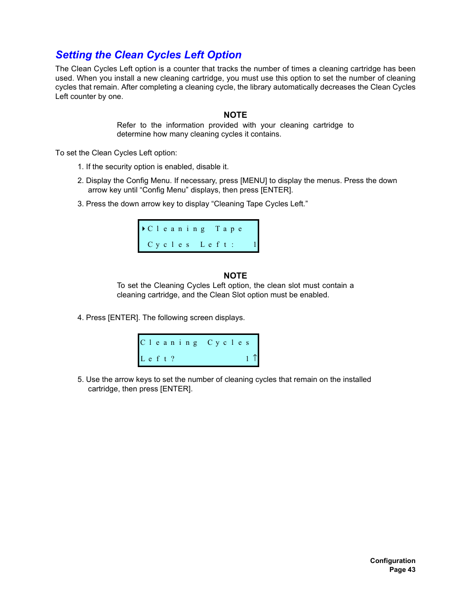 Setting the clean cycles left option | Plasmon V15 User Manual | Page 45 / 138