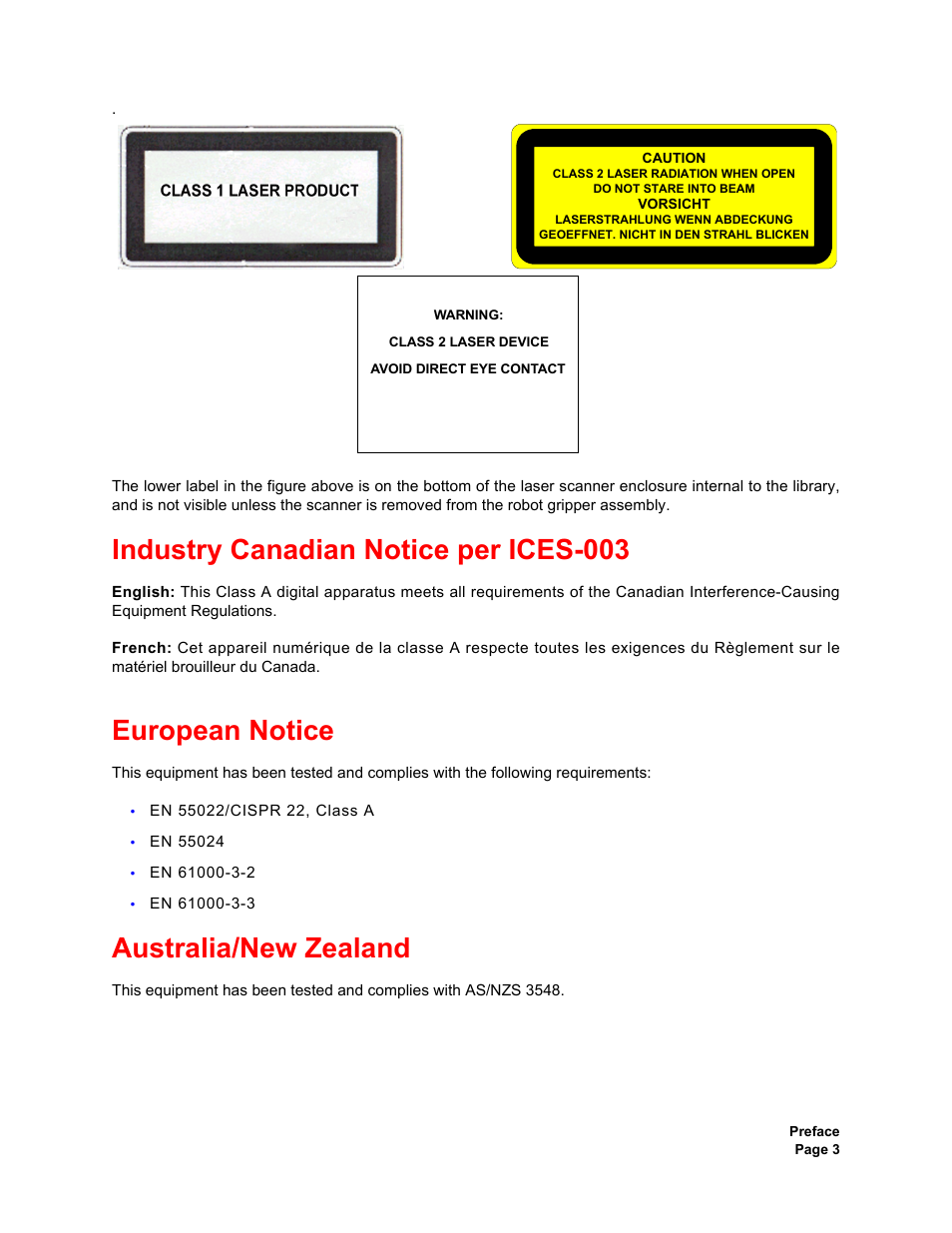 Industry canadian notice per ices-003, European notice, Australia/new zealand | Plasmon V15 User Manual | Page 5 / 138