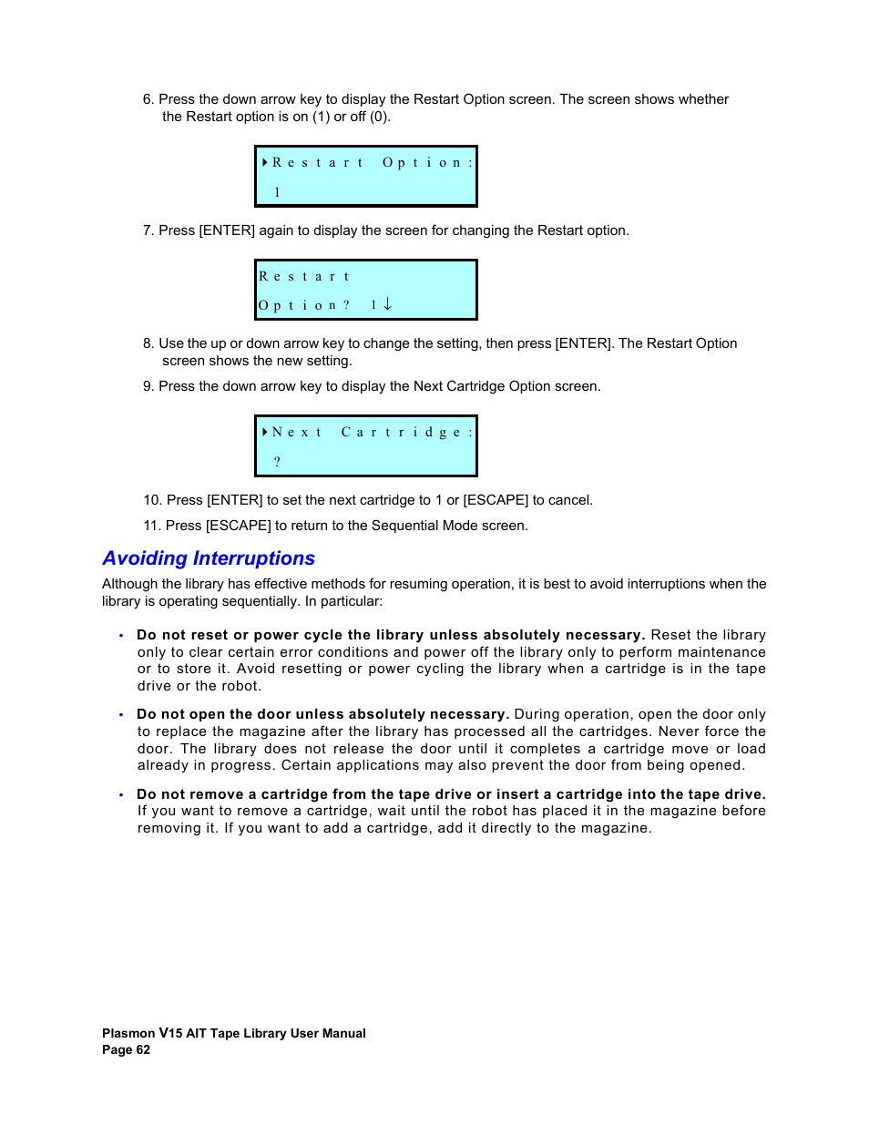 Avoiding interruptions | Plasmon V15 User Manual | Page 64 / 138