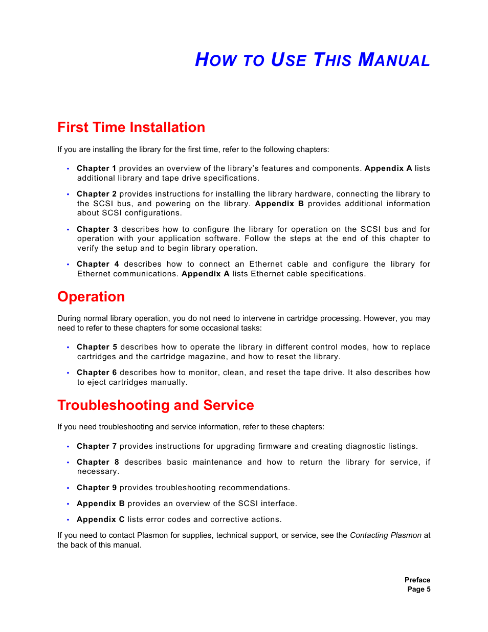 How to use this manual, First time installation, Operation | Troubleshooting and service, Anual | Plasmon V15 User Manual | Page 7 / 138