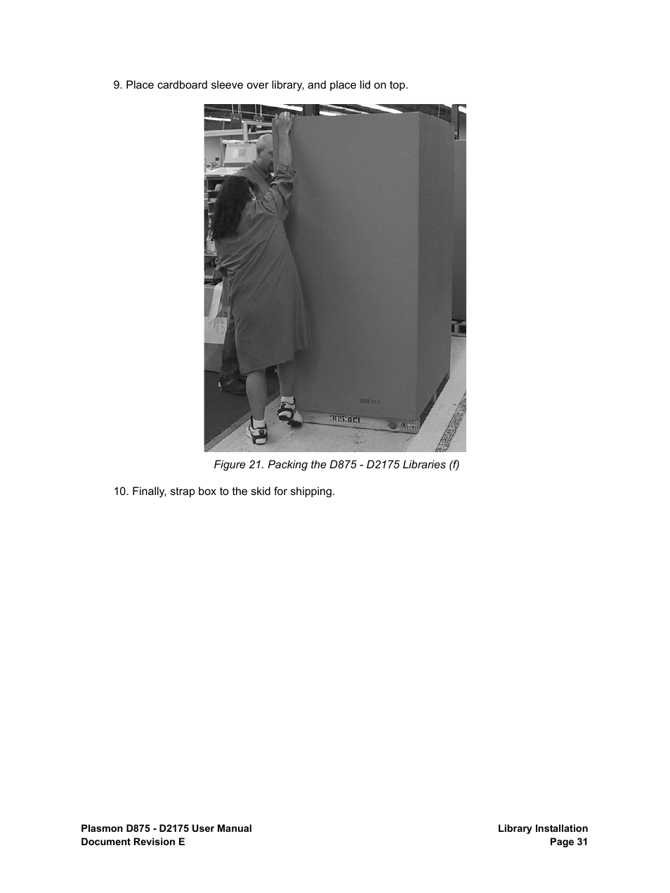 Packing the d875 - d2175 libraries (f) | Plasmon LIBRARIES D2175 User Manual | Page 33 / 90