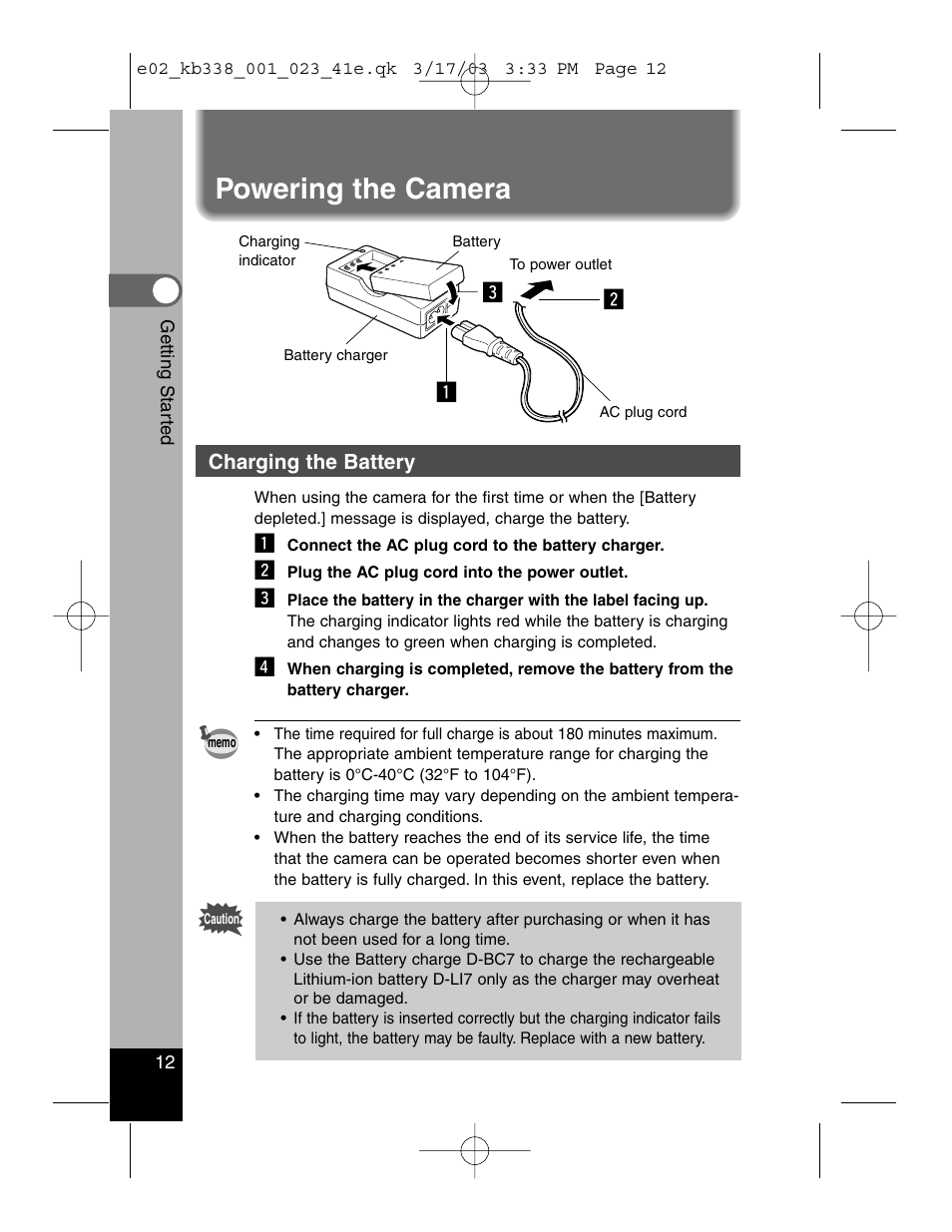 Powering the camera, Zx c | Pentax Optiio550 User Manual | Page 14 / 40