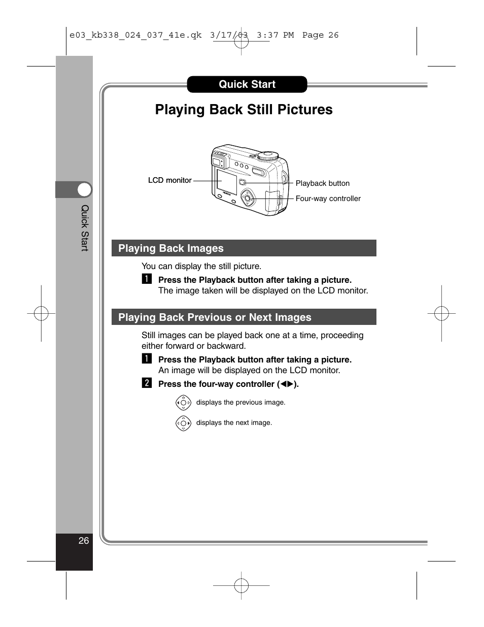 Playing back still pictures | Pentax Optiio550 User Manual | Page 28 / 40