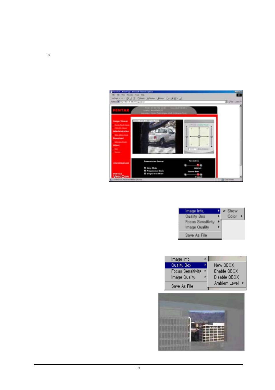 C. viewing with the versacam ic-360, 1) real-time monitoring through the default viewer | Pentax IC-360 User Manual | Page 21 / 68