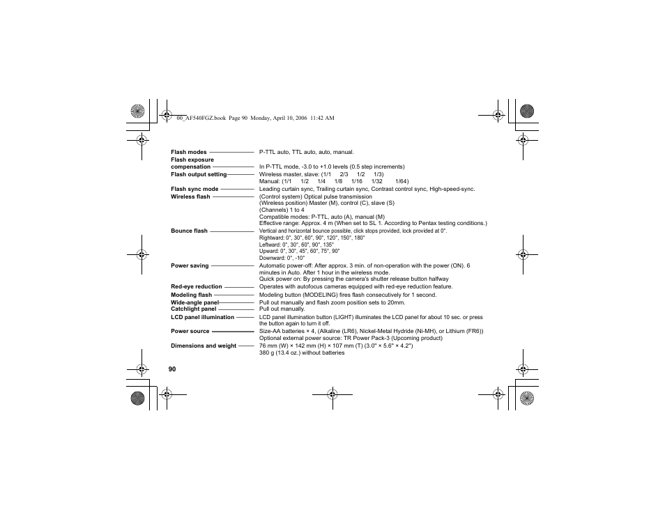 Pentax AF540FGZ User Manual | Page 92 / 96