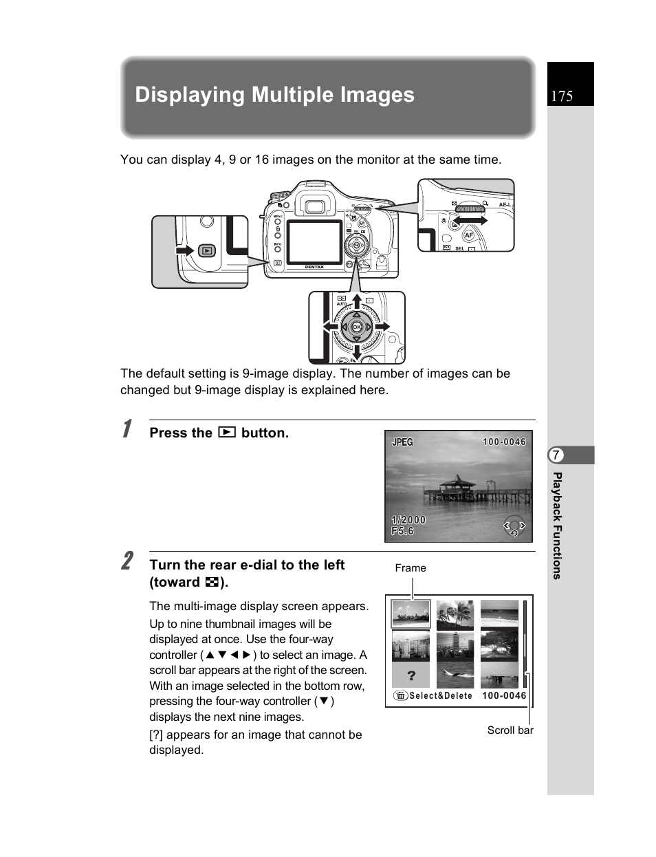 Displaying multiple images | Pentax K20D User Manual | Page 176 / 286
