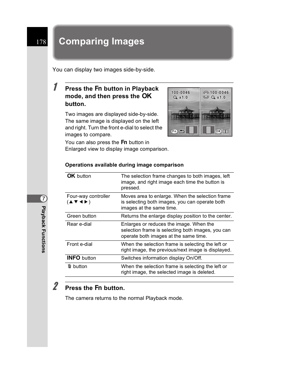 Comparing images | Pentax K20D User Manual | Page 179 / 286