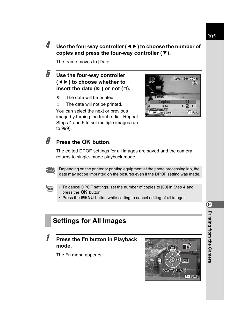 Settings for all images | Pentax K20D User Manual | Page 206 / 286