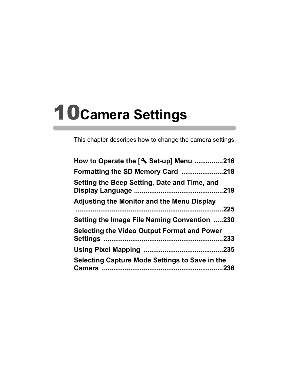 Camera settings | Pentax K20D User Manual | Page 216 / 286