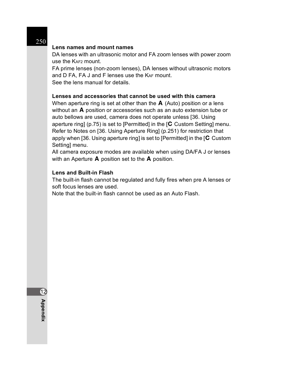 Pentax K20D User Manual | Page 251 / 286