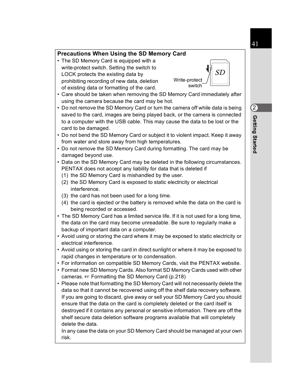 Pentax K20D User Manual | Page 42 / 286