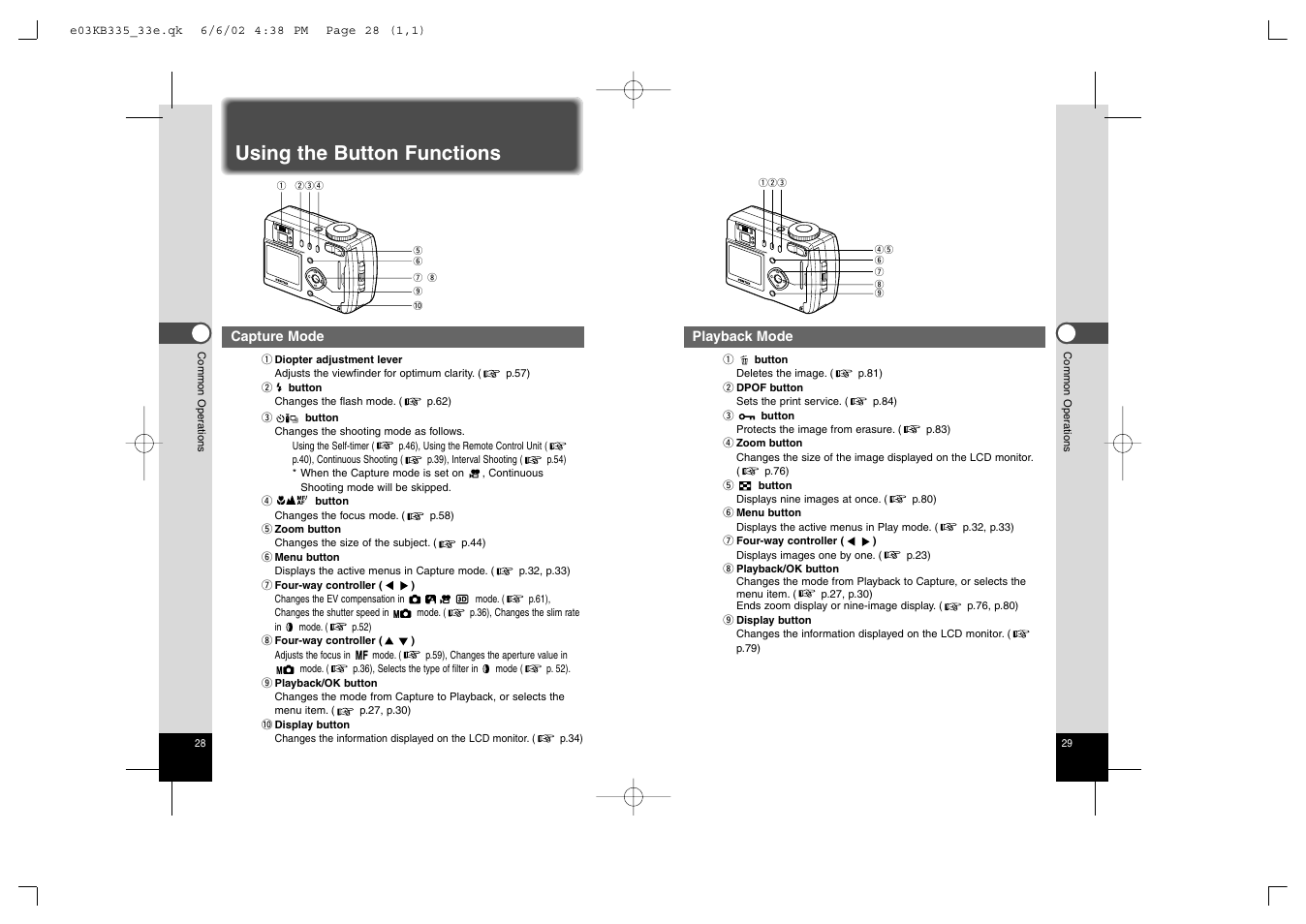 Using the button functions | Pentax 330RS User Manual | Page 16 / 70