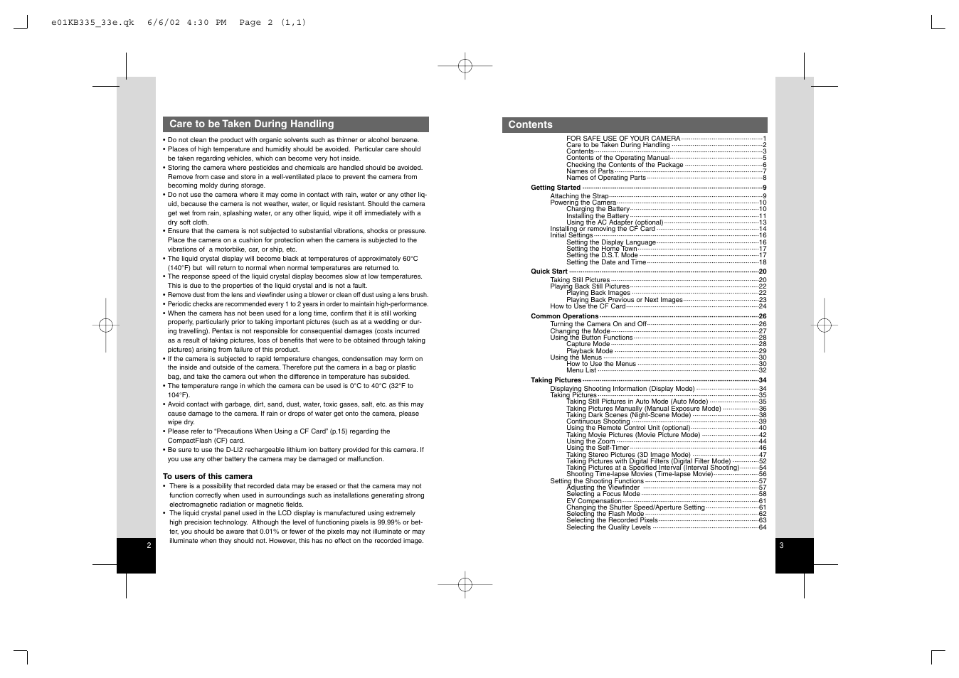 Pentax 330RS User Manual | Page 3 / 70