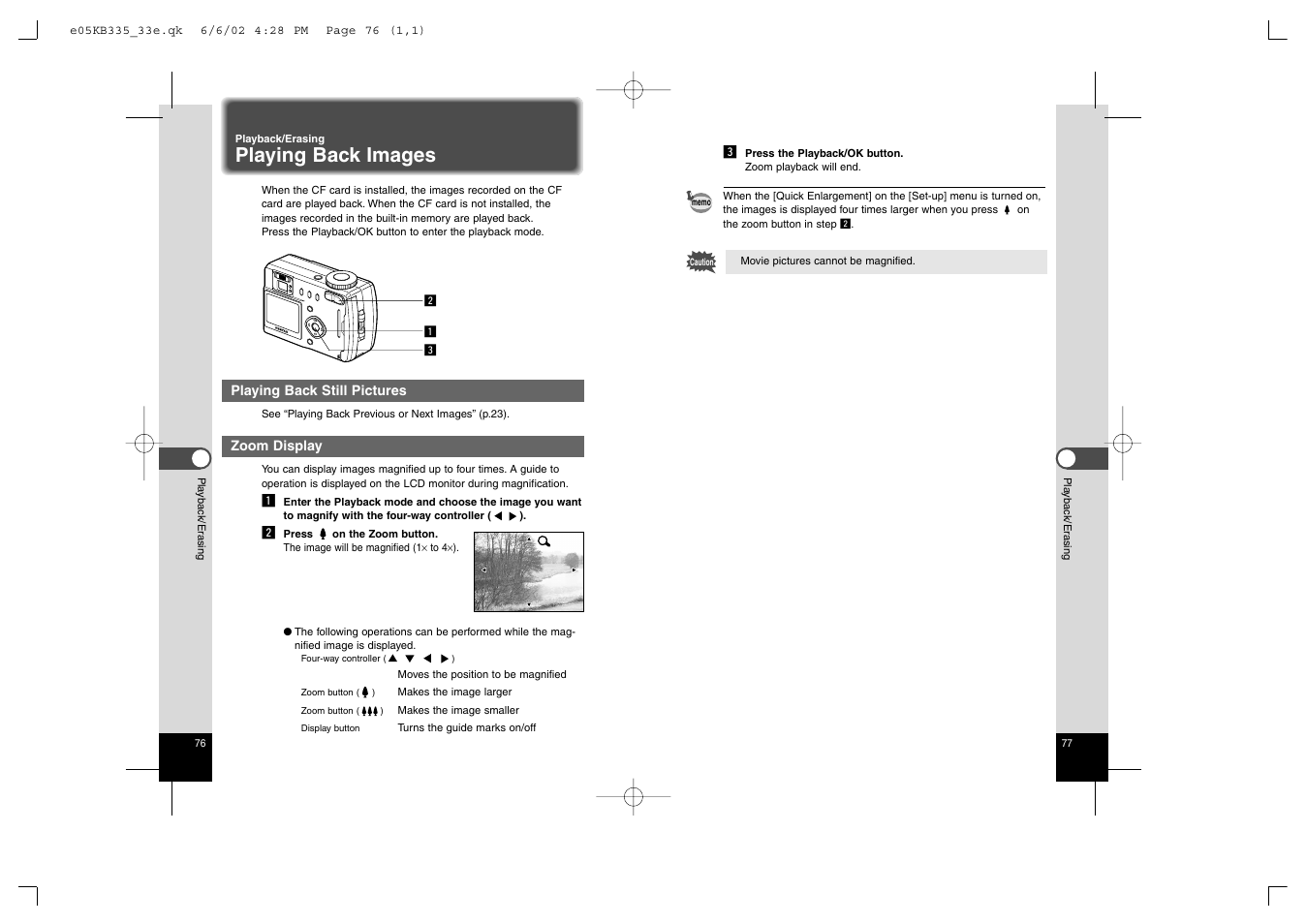 Playing back images | Pentax 330RS User Manual | Page 40 / 70