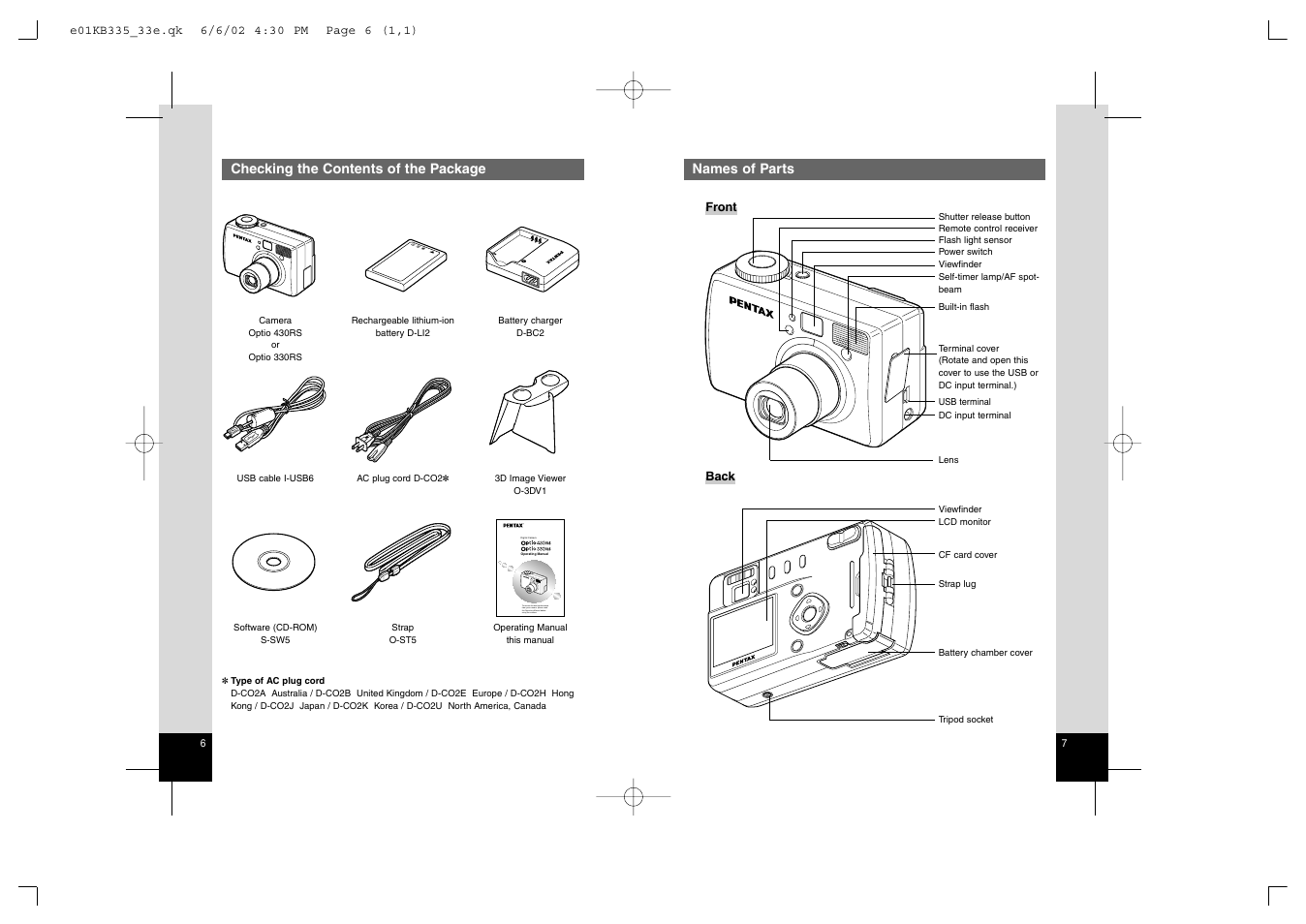 Digital camera | Pentax 330RS User Manual | Page 5 / 70