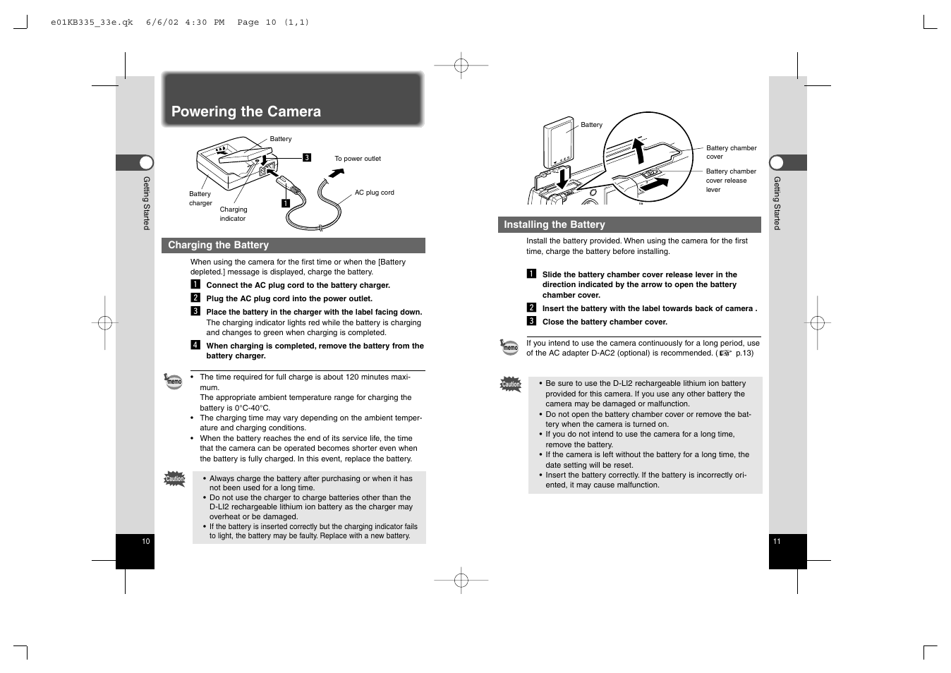 Powering the camera | Pentax 330RS User Manual | Page 7 / 70