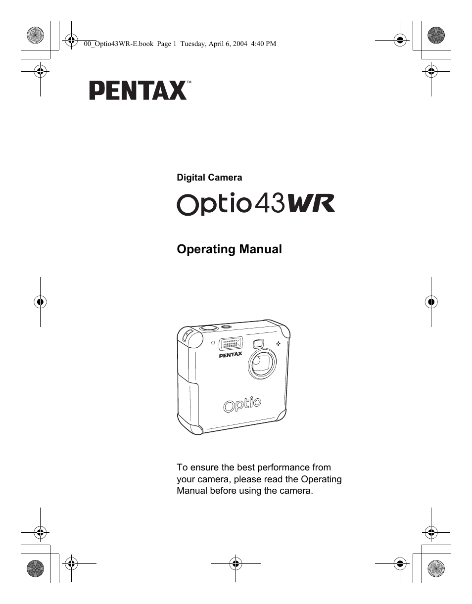 Pentax Optio Digital Camera 43WR User Manual | 128 pages