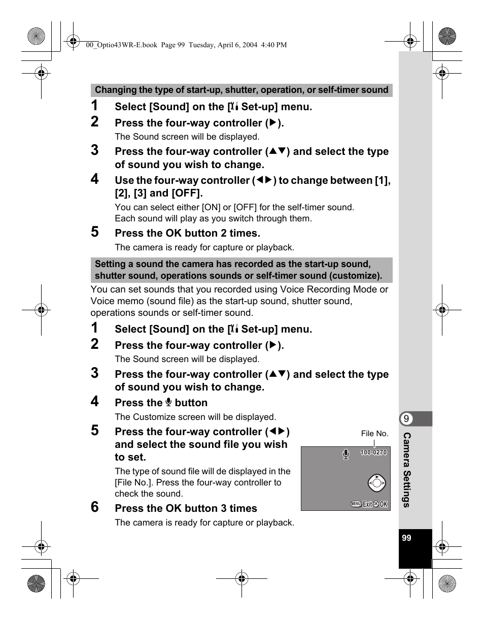 Pentax Optio Digital Camera 43WR User Manual | Page 101 / 128
