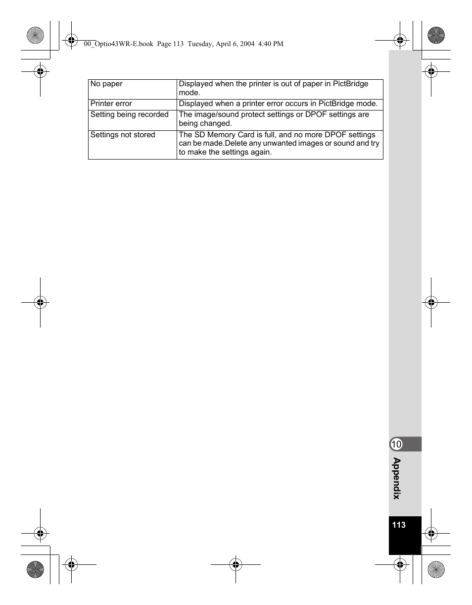 Pentax Optio Digital Camera 43WR User Manual | Page 115 / 128