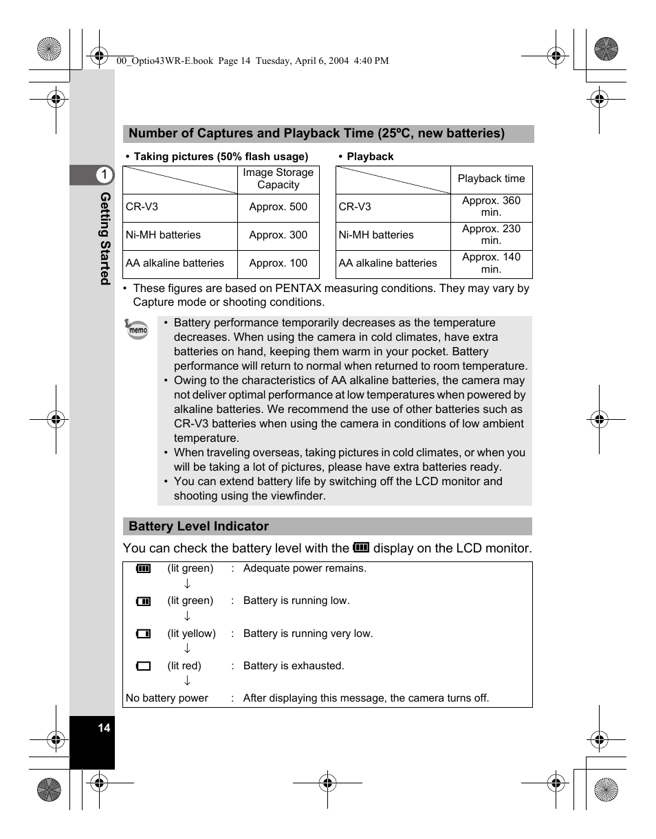 Pentax Optio Digital Camera 43WR User Manual | Page 16 / 128
