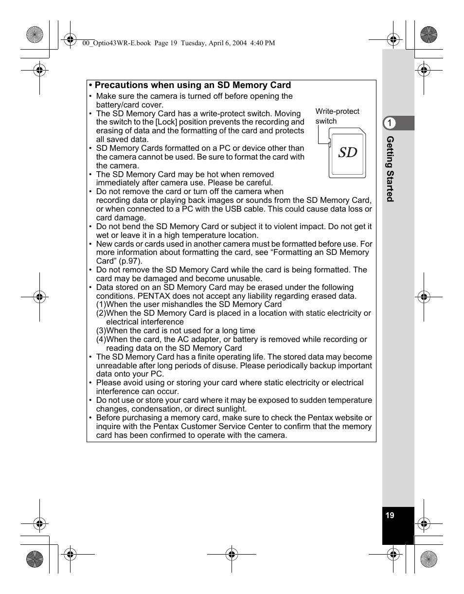 Pentax Optio Digital Camera 43WR User Manual | Page 21 / 128