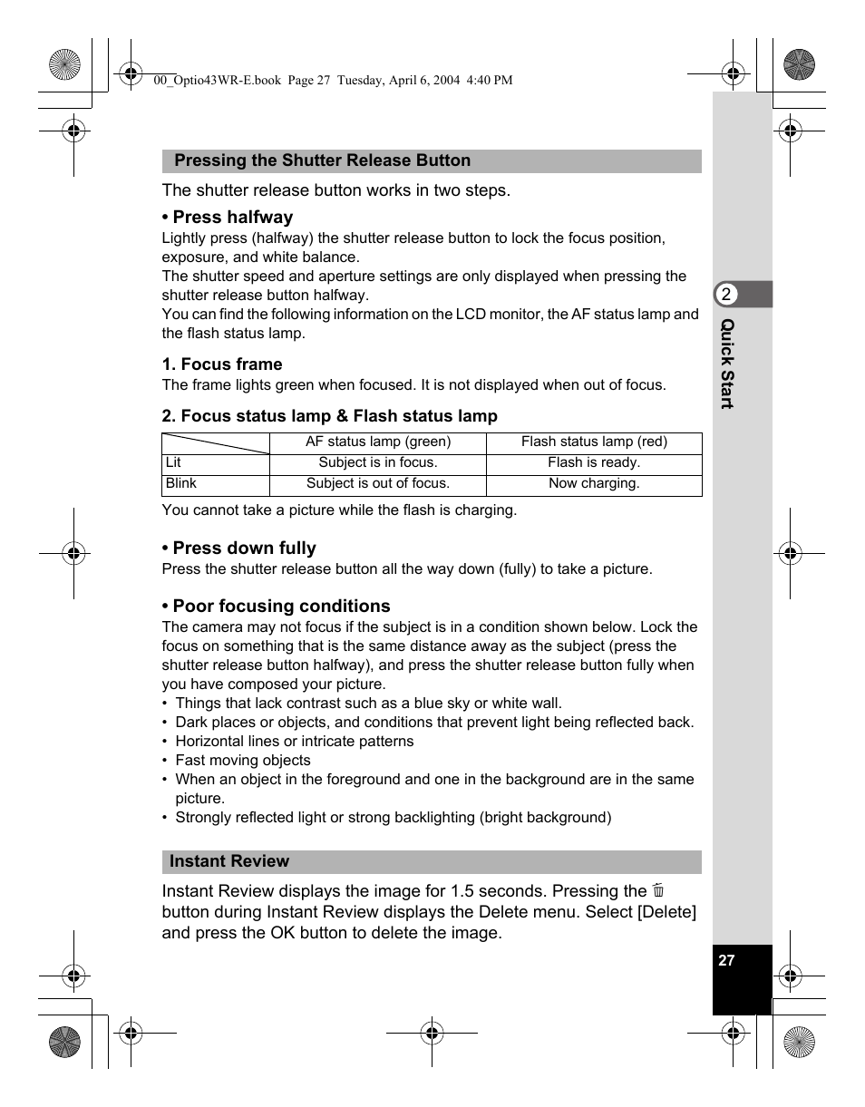Pentax Optio Digital Camera 43WR User Manual | Page 29 / 128