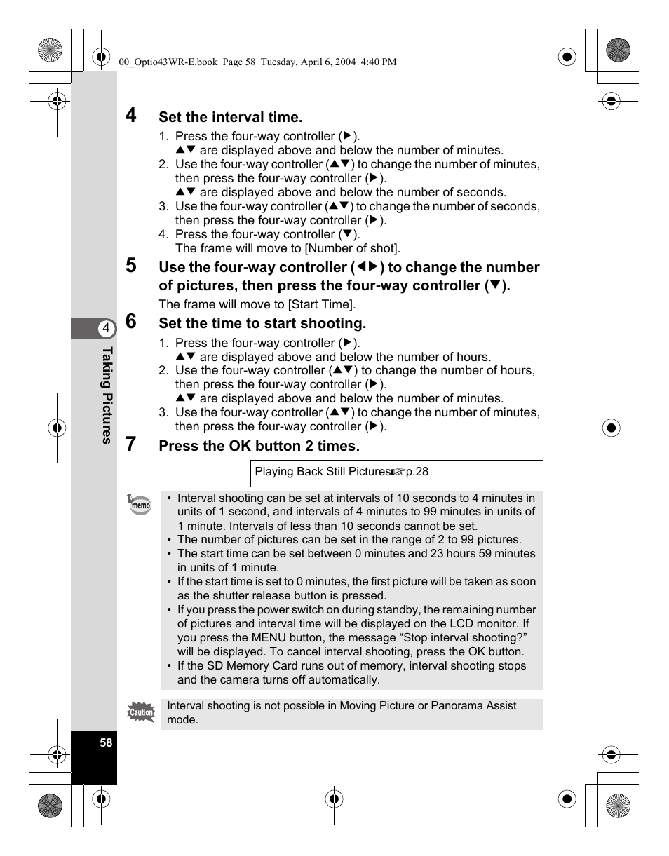 Pentax Optio Digital Camera 43WR User Manual | Page 60 / 128