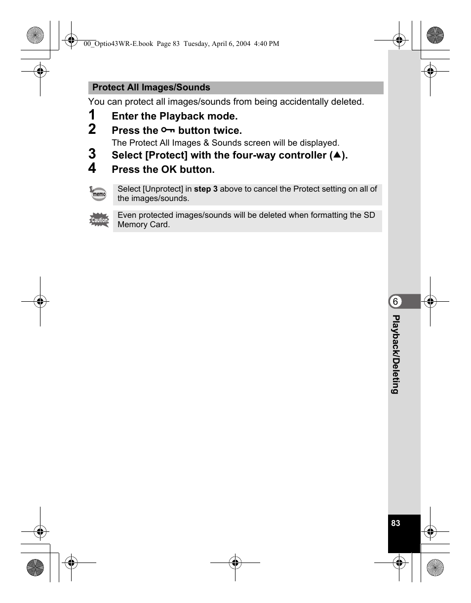 Pentax Optio Digital Camera 43WR User Manual | Page 85 / 128