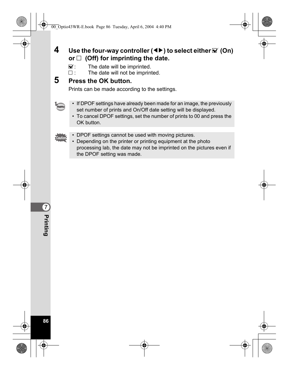 Pentax Optio Digital Camera 43WR User Manual | Page 88 / 128