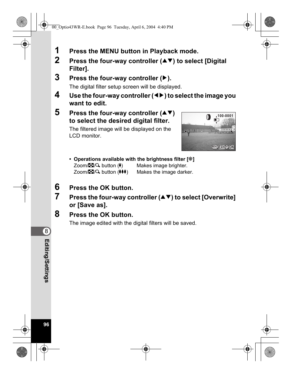Pentax Optio Digital Camera 43WR User Manual | Page 98 / 128