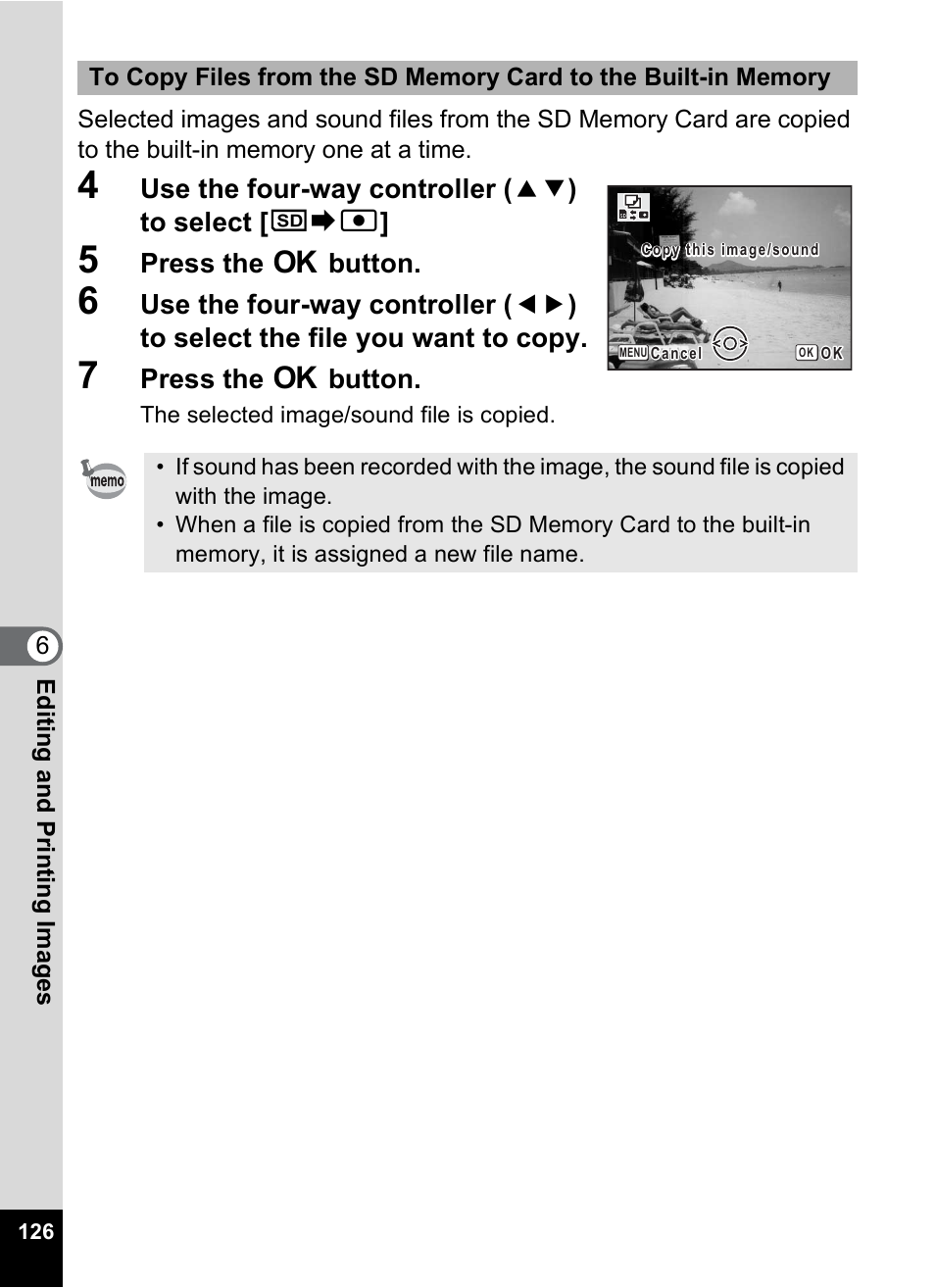 Use the four-way controller ( 23 ) to select [ {}2, Press the 4 button | Pentax Digital Camera Optio WP User Manual | Page 128 / 188