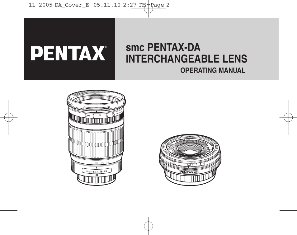 Pentax Digital Camera Lens User Manual | 32 pages